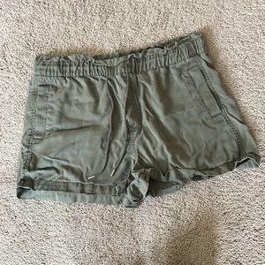 LOFT green paperbag waist shorts